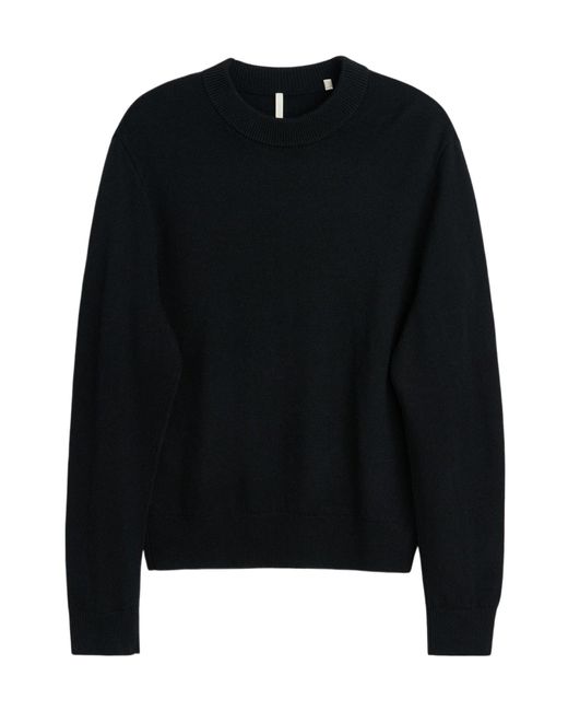 sunflower Black Crew Neck Wool Knit Sweater for men