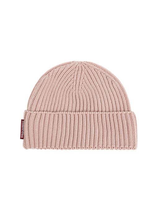 DSquared² Pink Knitted Hat And Scarf Set
