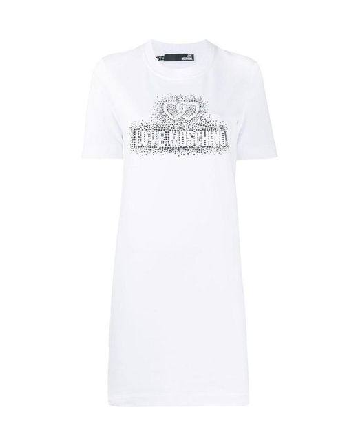 Moschino White Logo Detail T-Shirt Dress