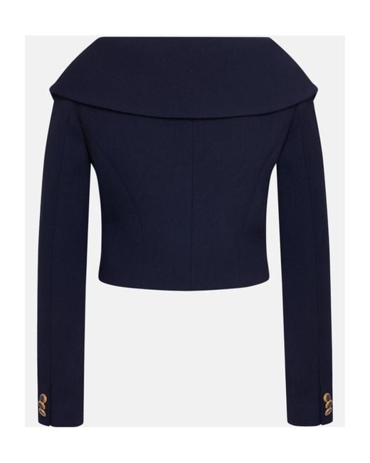 Alessandra Rich Blue Off-Shoulder Tailored Blazer