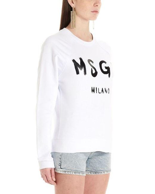 MSGM White Logo Details Hoodie