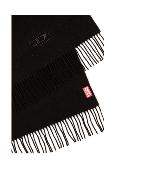 DIESEL Black S-Imon-D-Long Fringed Scarf for men