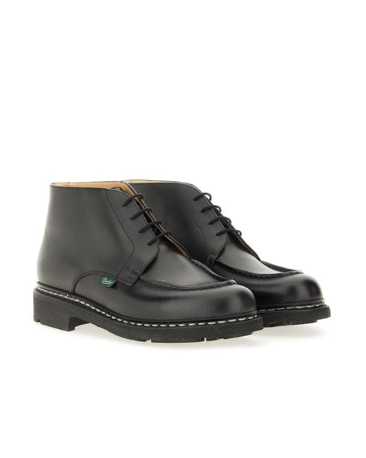 Paraboot Black Round Toe Ankle Boots for men