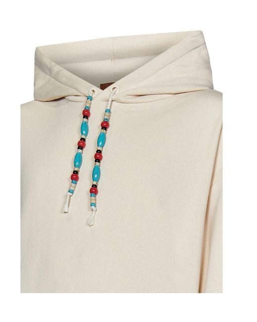 Alanui White Cream-Colored Organic Cotton Hoodie for men