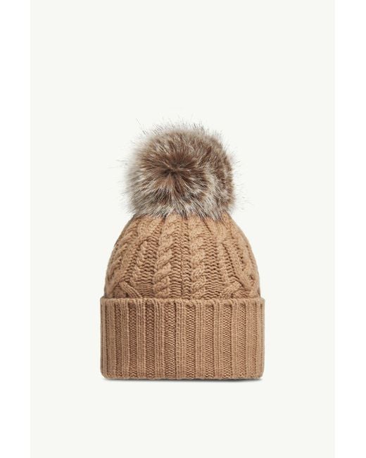 Moncler Natural Wool Cashmere Blend Beanie With Pom Pom