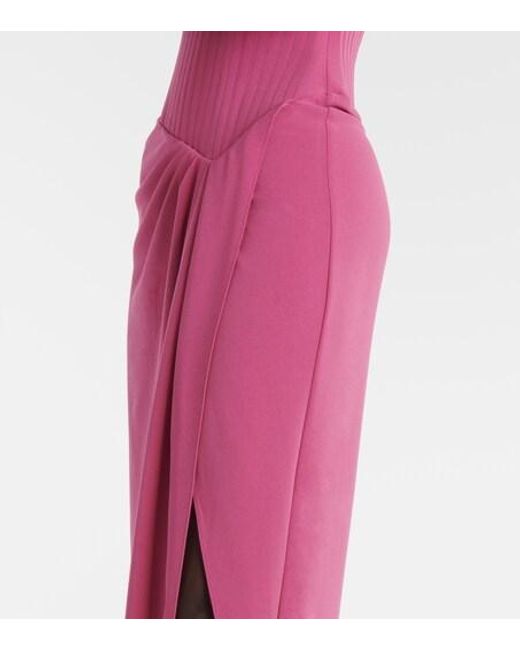 Alex Perry Pink Draped Crêpe Corset Gown