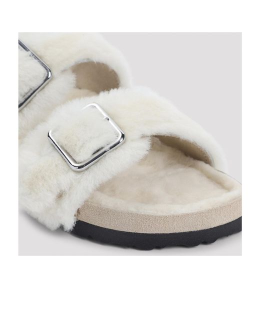 Birkenstock White Arizona Shearling Sandals
