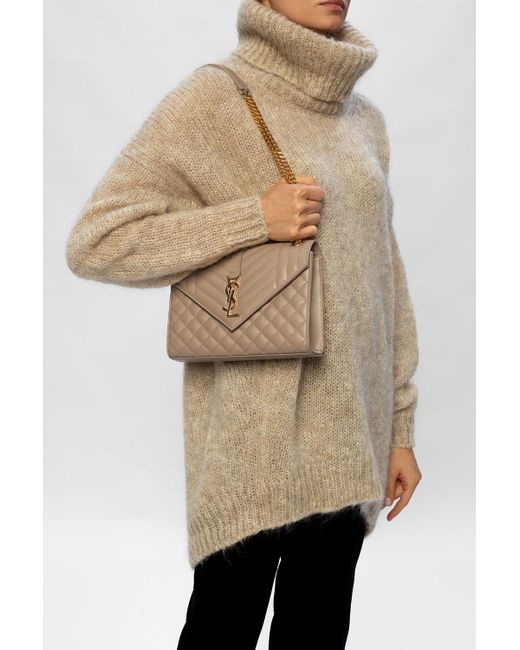 Saint Laurent Natural Matelassé Envelope Medium Shoulder Bag