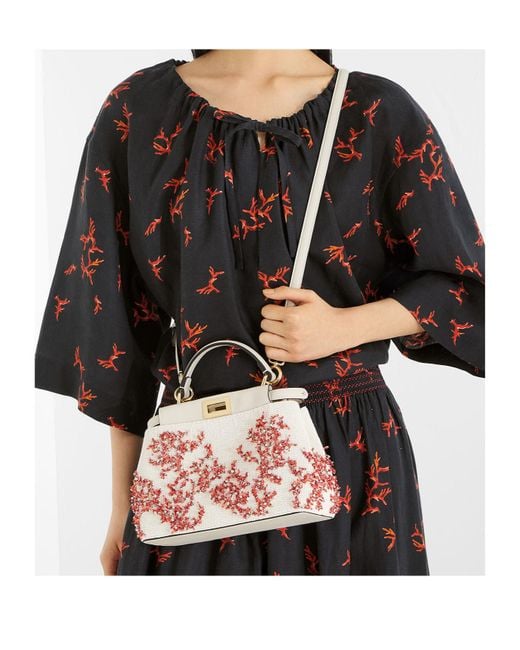 Fendi Pink Peekaboo Embellished Mini Tote Bag