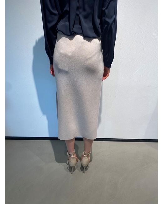 Max Mara Blue Elastic Waist Midi Skirt