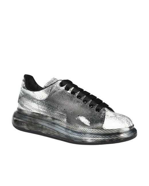McQueen Gray Oversized Pixel-Print Sneakers for men
