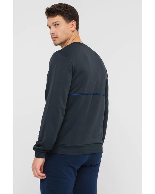 EA7 Blue Round-Necked Logo Sweater for men