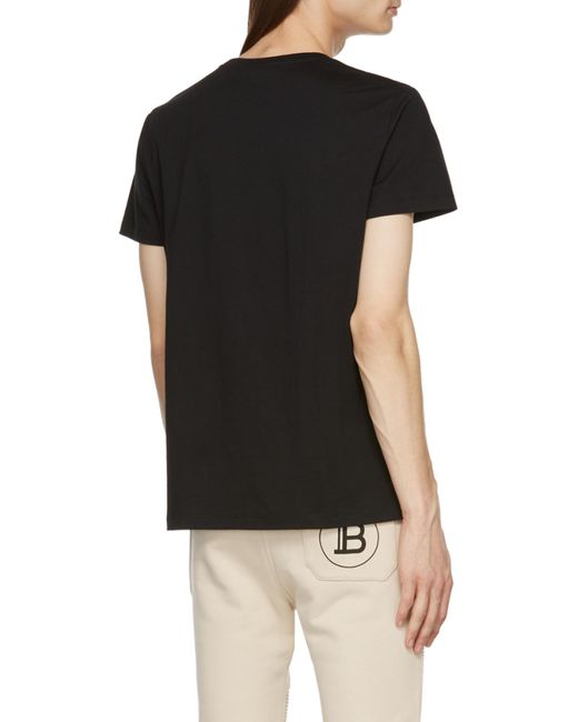 Balmain Black Logo-Print Short-Sleeved T-Shirt for men