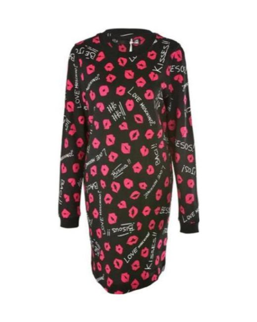 Moschino Red Logo Lipstick Pattern Dress
