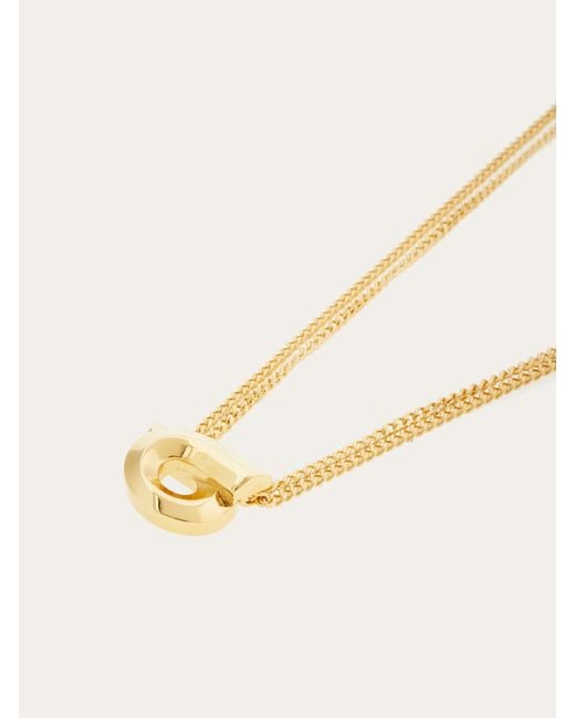 Ferragamo White Gancini Pendant Necklace