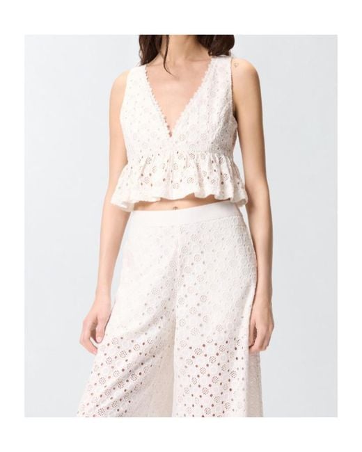 Pinko White Kiersten V-Neck Top