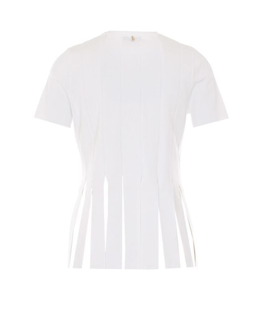 Liu Jo White Fringed Hem Knitted Top