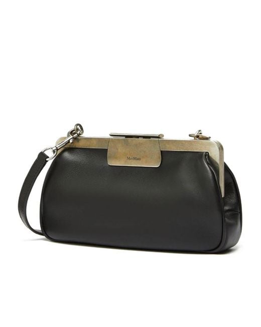 Max Mara Black Logo Engraved Shoulder Bag