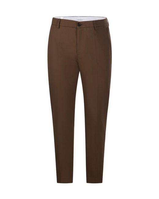 Department 5 Brown Casual Trousers With Belt Loops for men