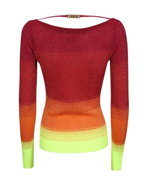 Gcds Red Boat Neck Ribbed-Knit Jumper