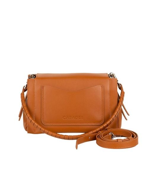 Casadei Brown Brera Logo-Embroidered Clutch Bag