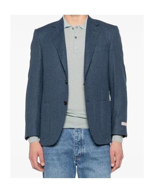 Canali Blue Long-Sleeved Suit Jacket for men