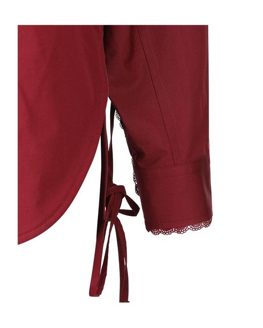 Gucci Red Cotton Popeline Shirt With Ties And Laces Profiles