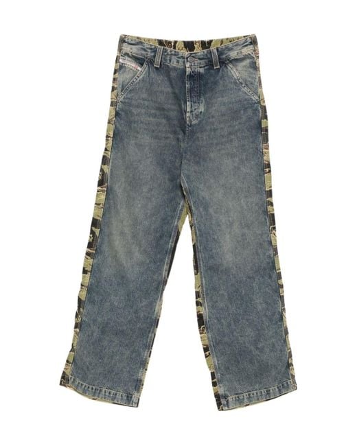 DIESEL Gray Tiger-Stripe Panel Jeans for men