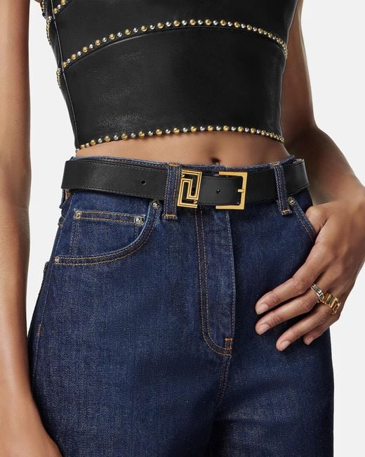Versace White Greca-Plaque Buckle Belt