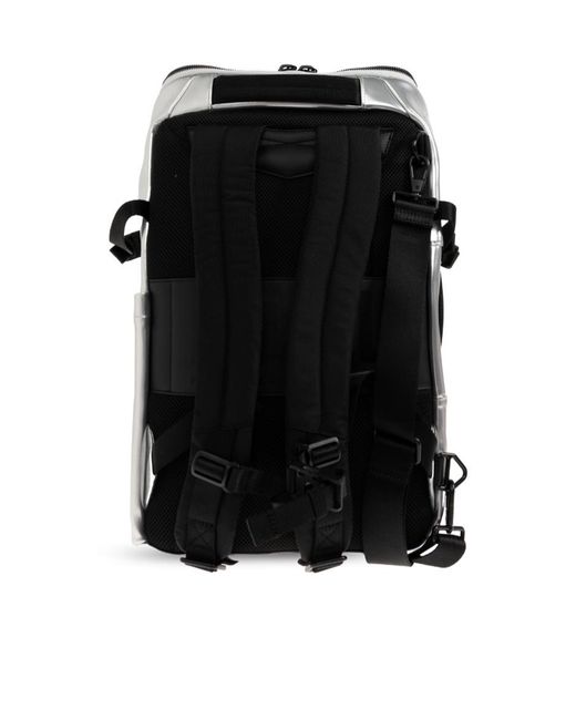 DIESEL Gray Logo Print Zip-Up Backpack for men
