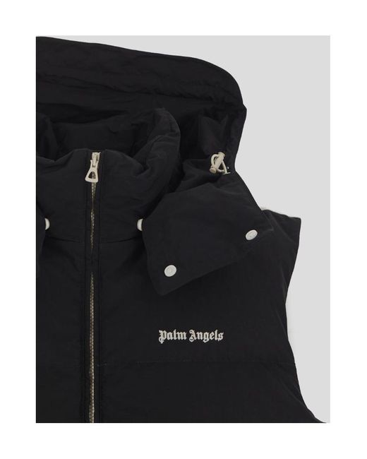 Palm Angels Black Logo Printed Padded Vest for men