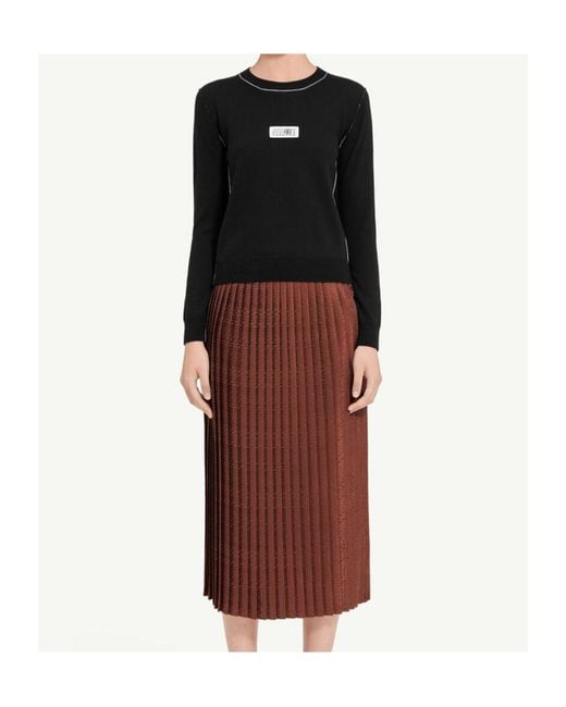MM6 by Maison Margiela Black Contrast-Trimmed Ribbed Jumper