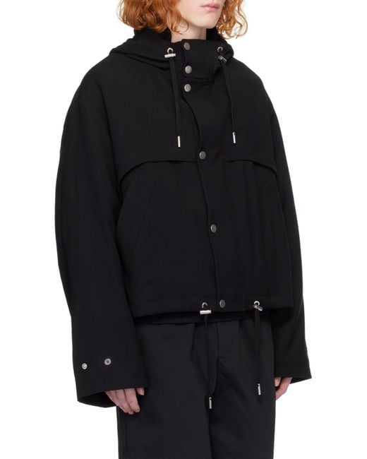 AMI Black Drawstring Hooded Jacket for men