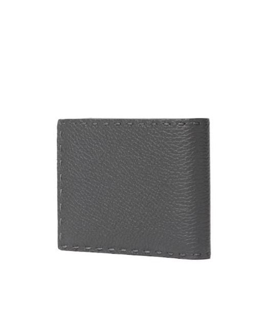 Fendi Gray Selleria Wallet Asphalt And Selleria Bi-Fold Wallet With 132 Hand-Sewn Stitches for men
