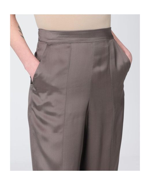 Emporio Armani Brown Wide-Leg Satin Pants
