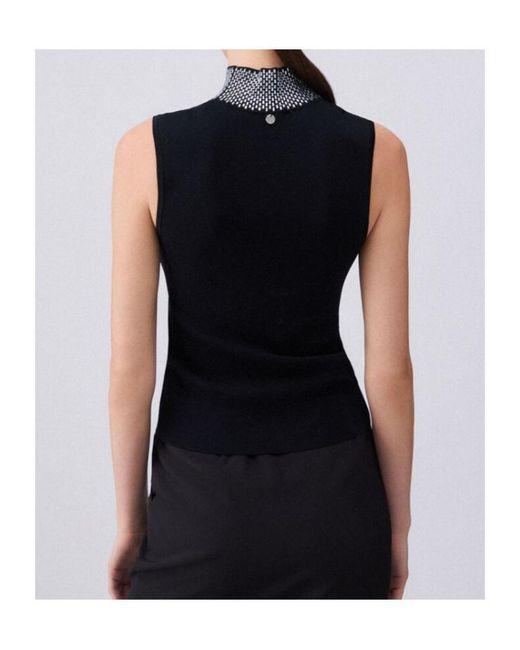 Liu Jo Black Embellished Halterneck Top