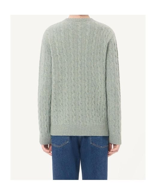 Valentino Green Cable-Knit Wool Sweater With Vlogo for men