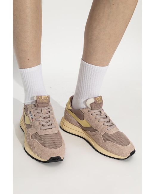 Autry Pink Reelwind Lace-Up Sneakers