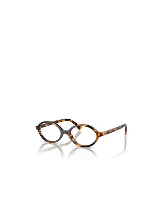 Miu Miu White Eyewear Oval Frame Full Rim Glasses