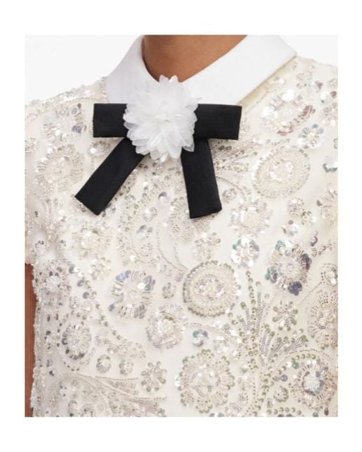 Self-Portrait Natural Cream Sequin Embellished Mini Dress