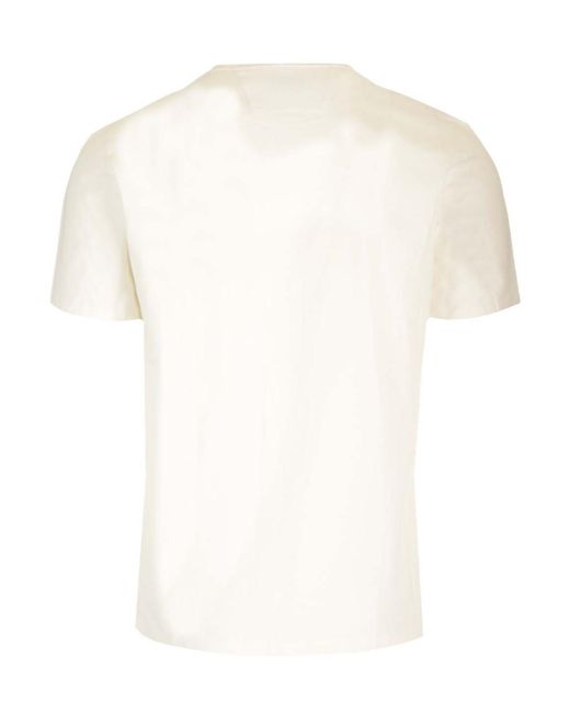 C P Company White Logo Printed Crewneck T-Shirt for men