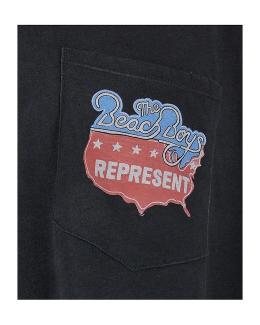 Represent Black Beach Boys Printed T-Shirt for men