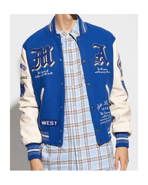 Amiri Blue Logo Embroidered Dream Team Varsity Jacket for men