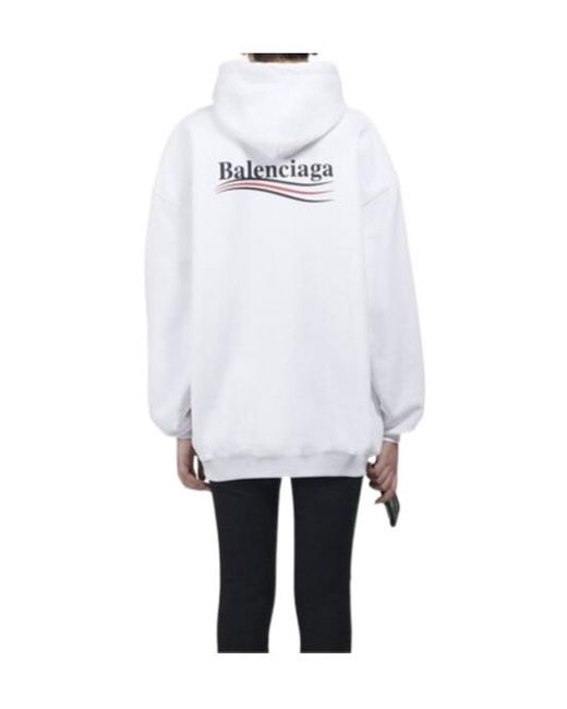 Balenciaga White Felpa Con Cappuccio Political Campaign Hoodie Large Fit Da Donna