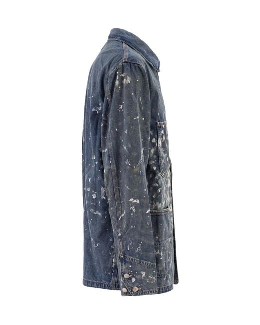 Polo Ralph Lauren Blue Limited-Edition Hand-Painted Buttoned Denim Jacket for men