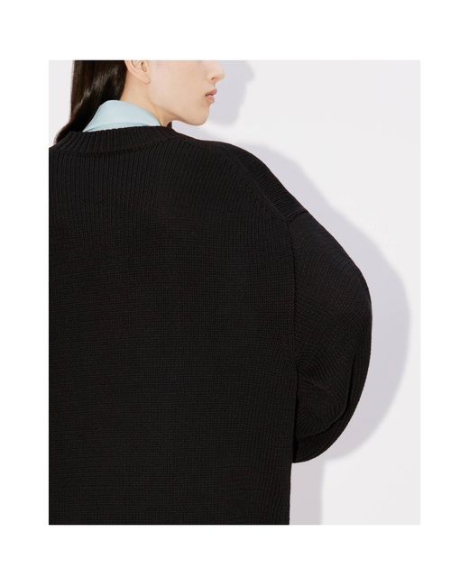 KENZO Black Lucky Tiger Crewneck Knitted Jumper for men