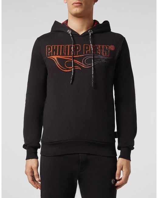 Philipp Plein Blue Logo Details Hooded Hoodie for men