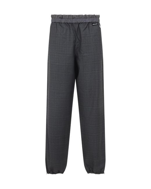 Miu Miu Gray Prince Of Wales Checked Joggers