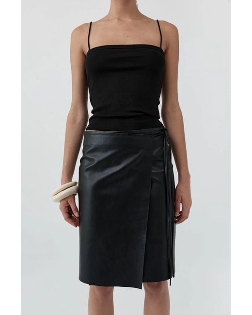 St. Agni Black Piping Tie-Waist Skirt