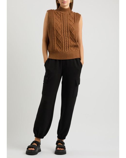 Varley Black The Cargo Pant Stretch-Jersey Sweatpants
